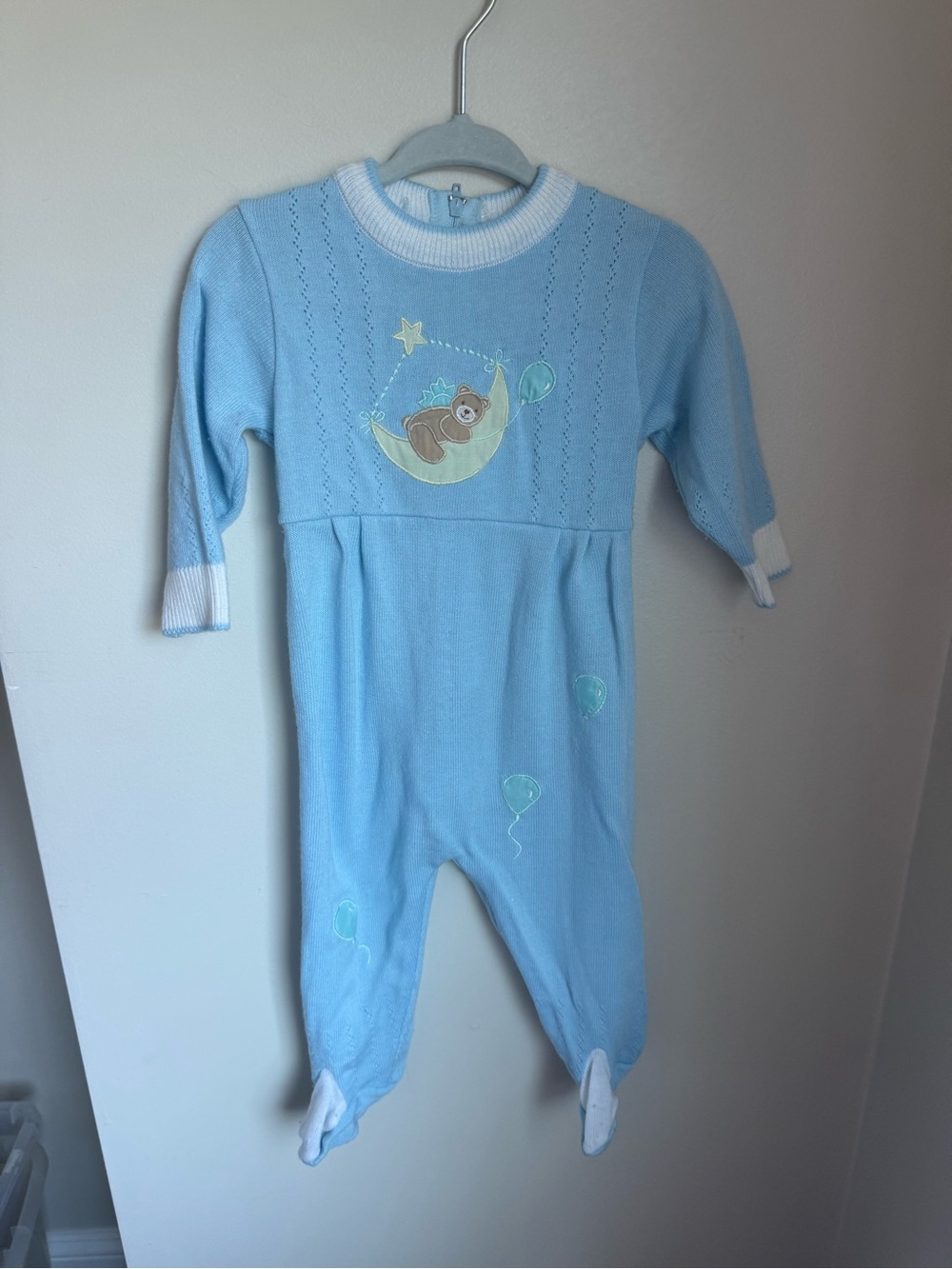 The Next Generation Vintage Blue Teddy Bear Footie 6-9M